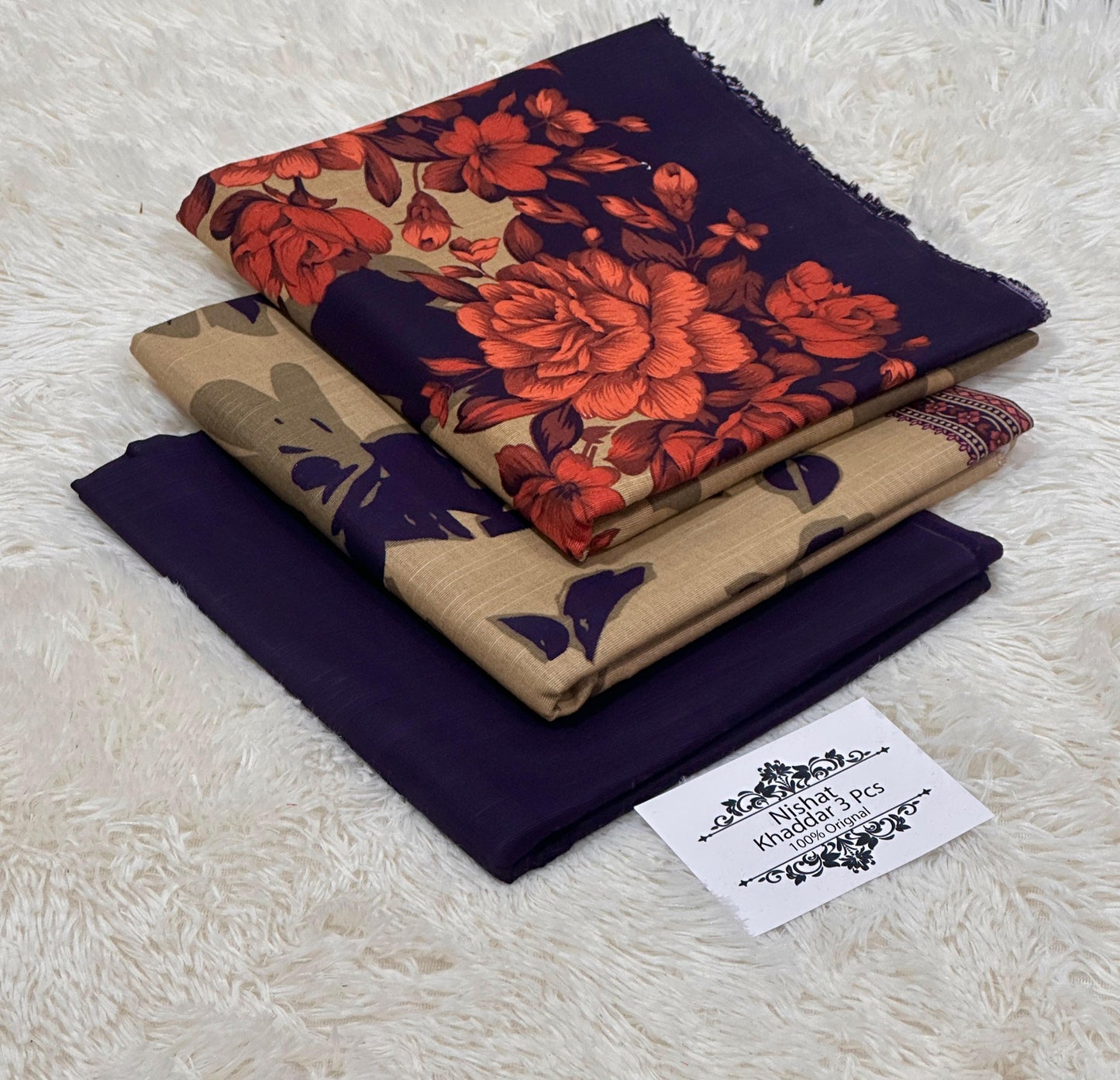 Nishat Khaddar 3PC Suit – Printed Shirt, Trouser & Dupatta