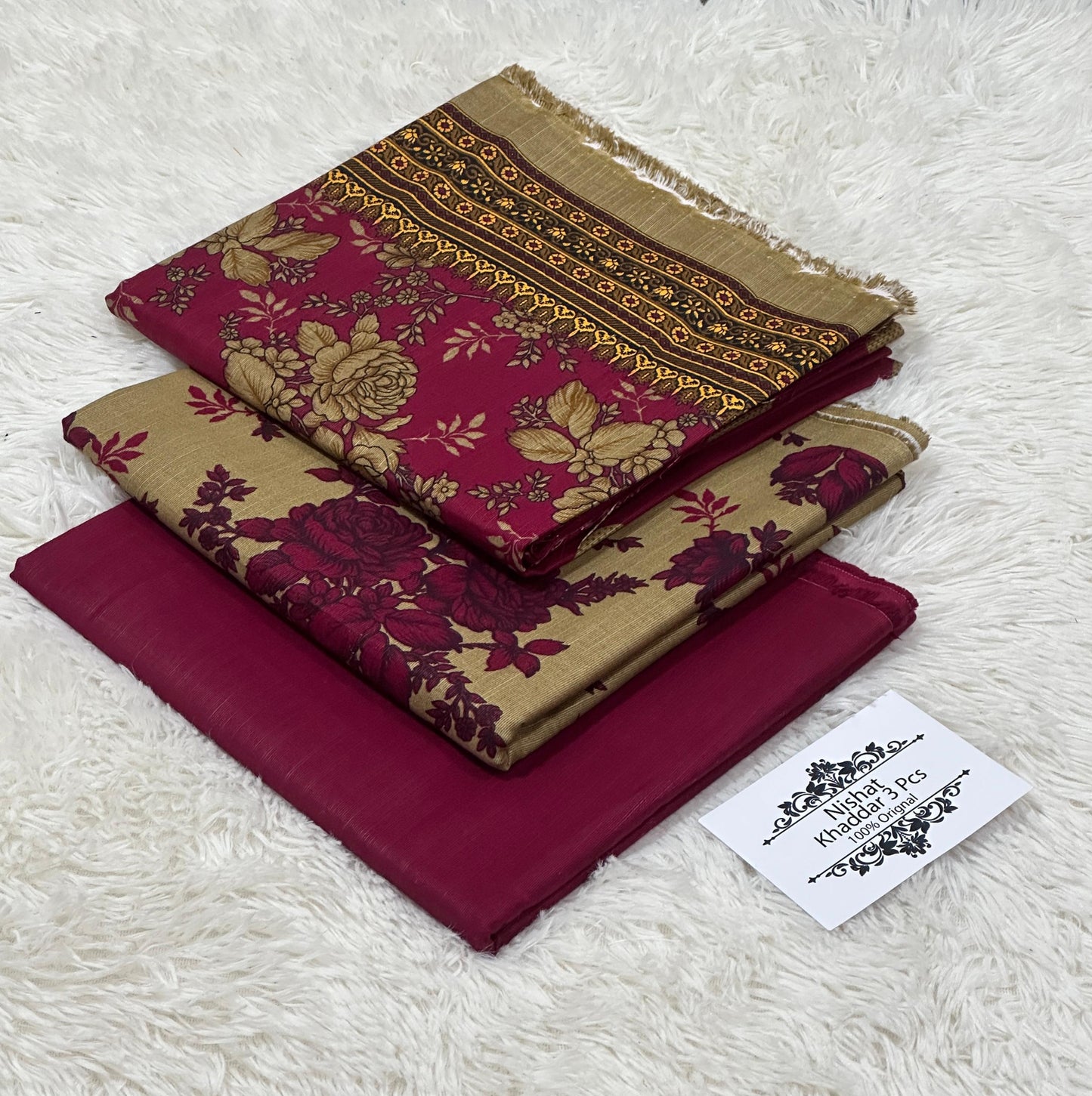 Nishat Khaddar 3PC Suit – Printed Shirt, Trouser & Dupatta
