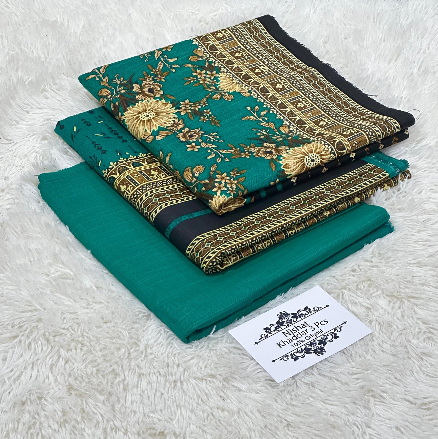 Nishat Khaddar 3PC Suit – Printed Shirt, Trouser & Dupatta