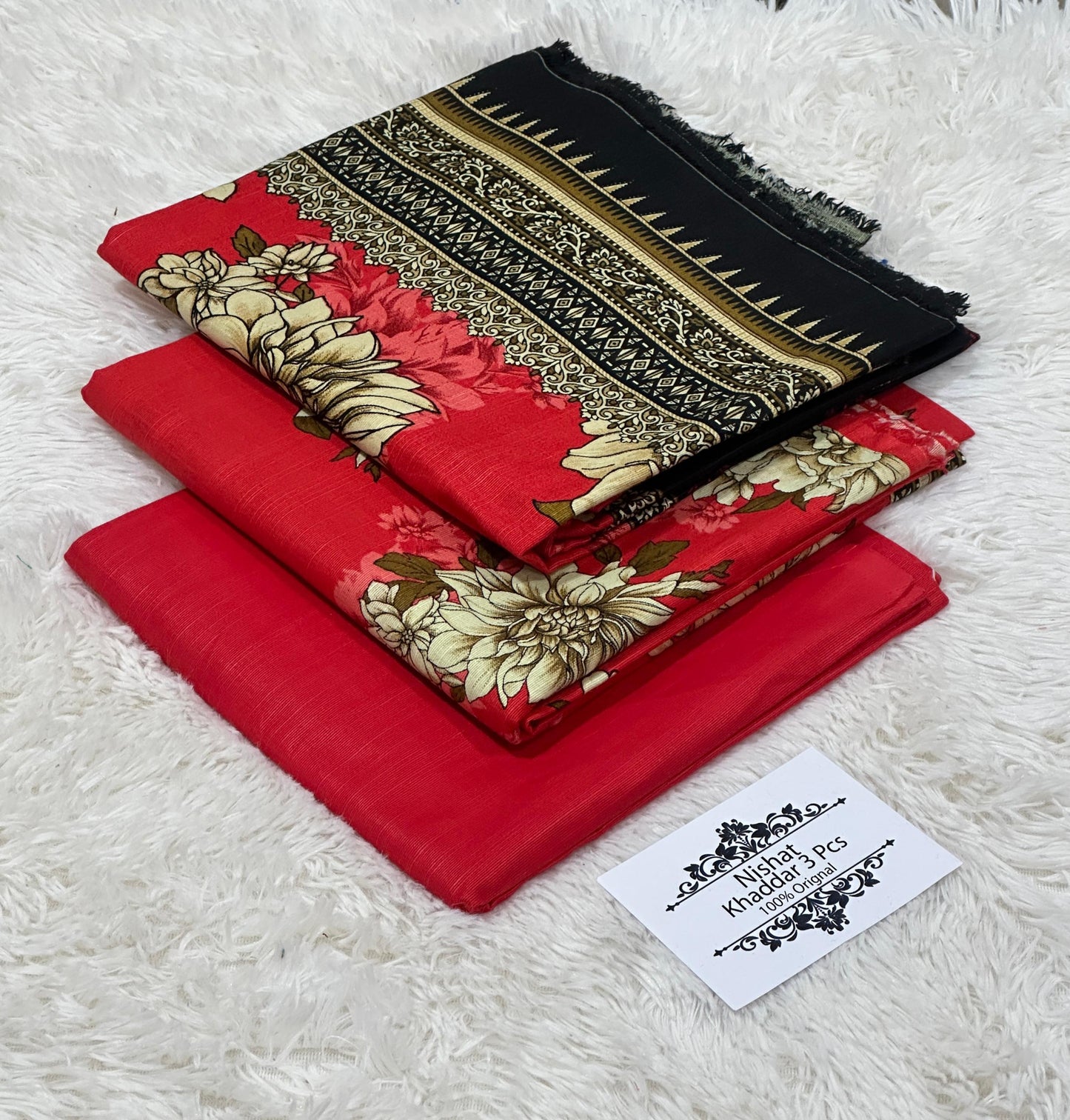Nishat Khaddar 3PC Suit – Printed Shirt, Trouser & Dupatta