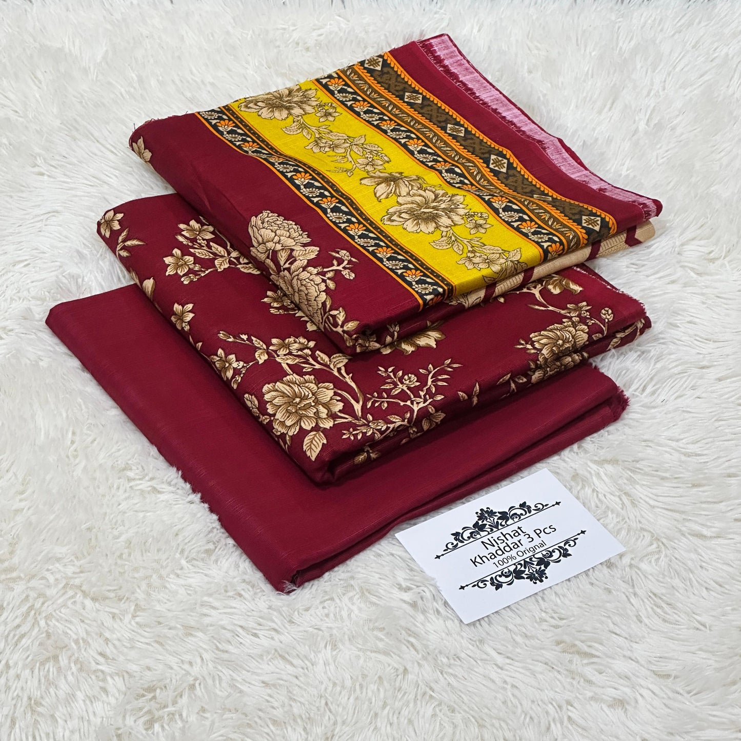 Nishat Khaddar 3PC Suit – Printed Shirt, Trouser & Dupatta