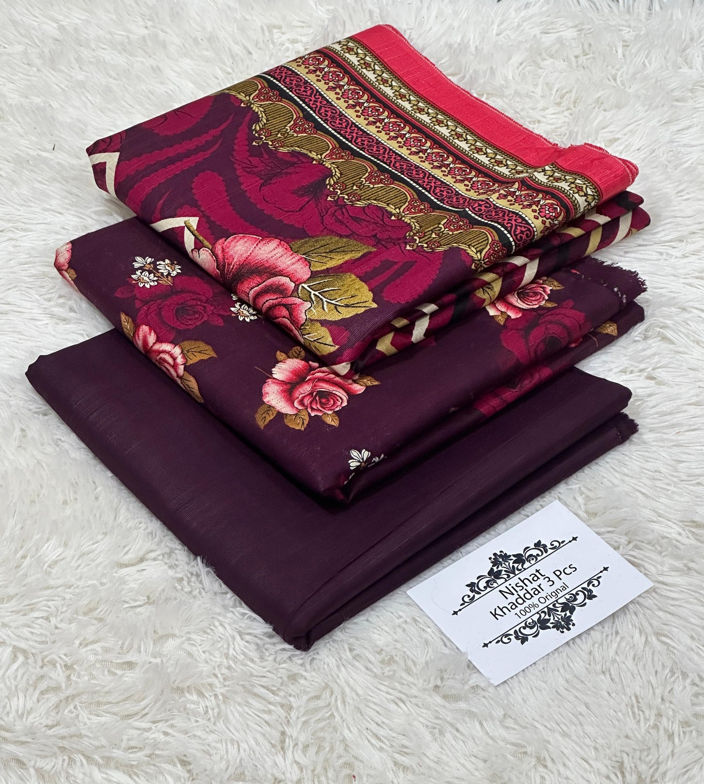 Nishat Khaddar 3PC Suit – Printed Shirt, Trouser & Dupatta