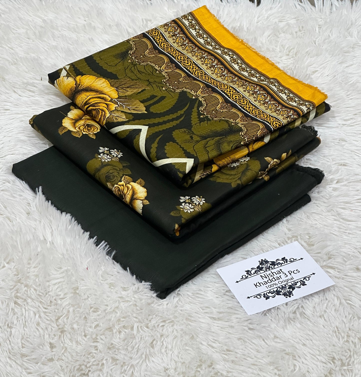 Nishat Khaddar 3PC Suit – Printed Shirt, Trouser & Dupatta