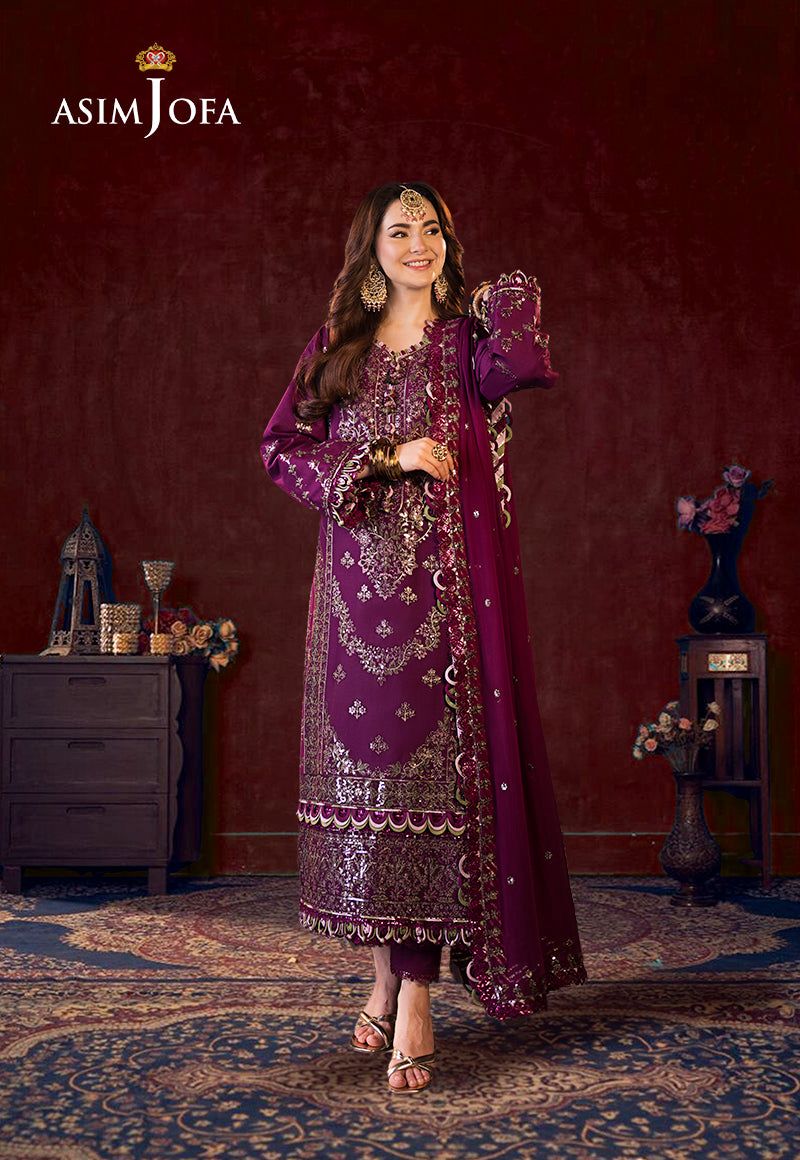 Asim Jofa Chiffon – Luxury Unstitched Embroidered 3PC Dress