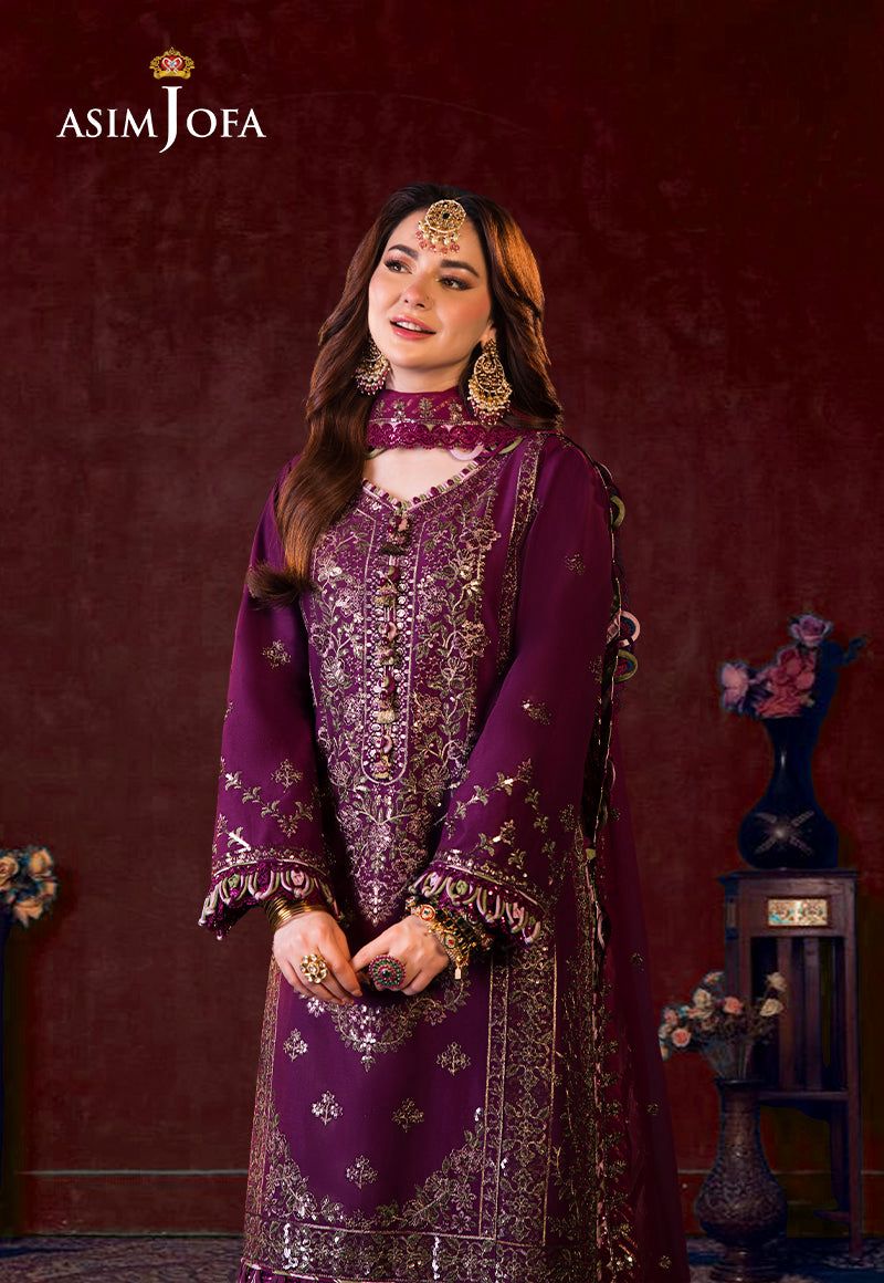 Asim Jofa Chiffon – Luxury Unstitched Embroidered 3PC Dress