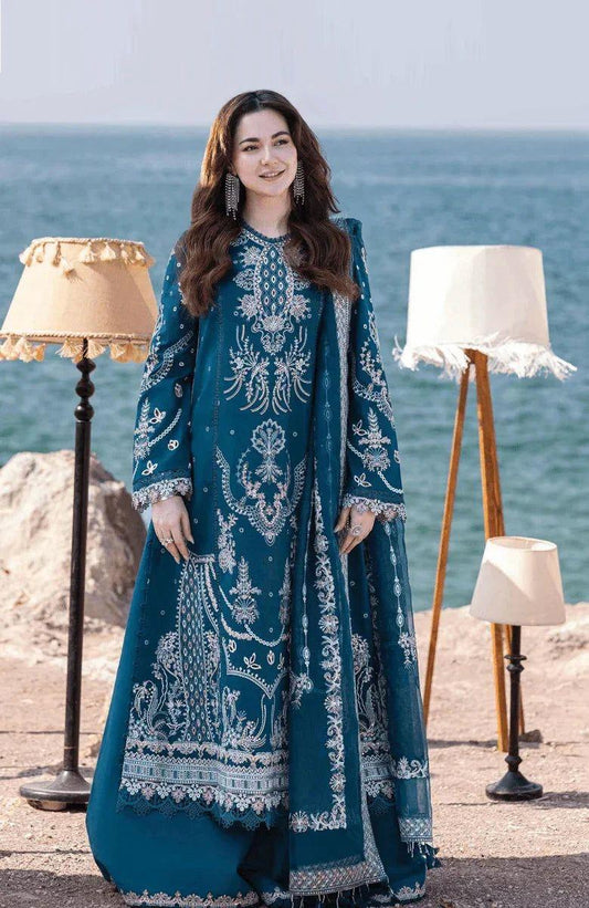 Qalamkar Viral 2025 – Hania Amir Inspired Dhanak Embroidered 3PC Winter Suit with Shawl