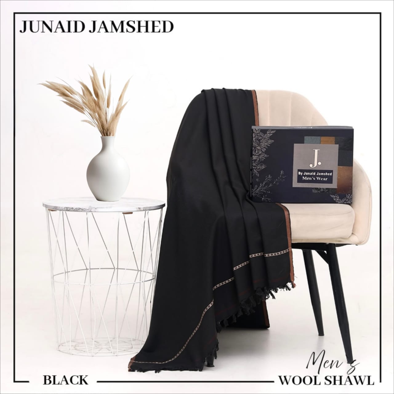 J. Junaid Jamshed Men’s Winter Shawl – Pure Suti Wool