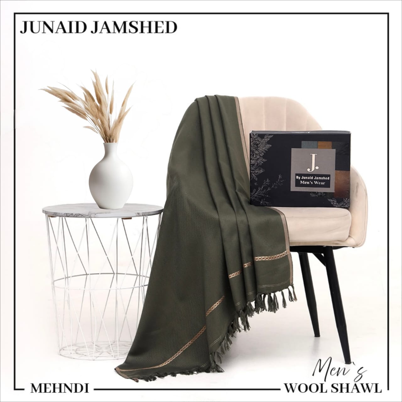 J. Junaid Jamshed Men’s Winter Shawl – Pure Suti Wool