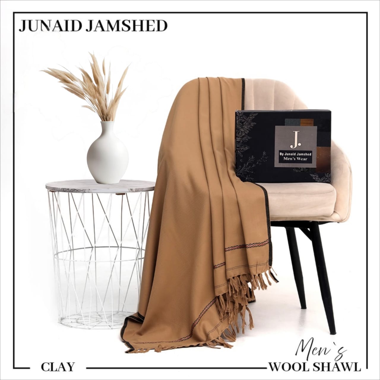 J. Junaid Jamshed Men’s Winter Shawl – Pure Suti Wool