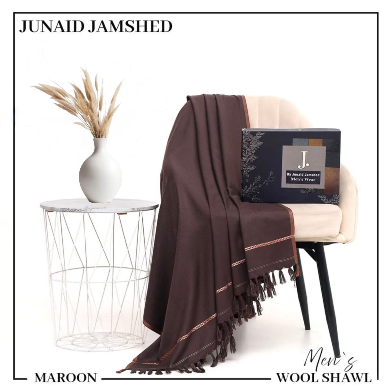 J. Junaid Jamshed Men’s Winter Shawl – Pure Suti Wool