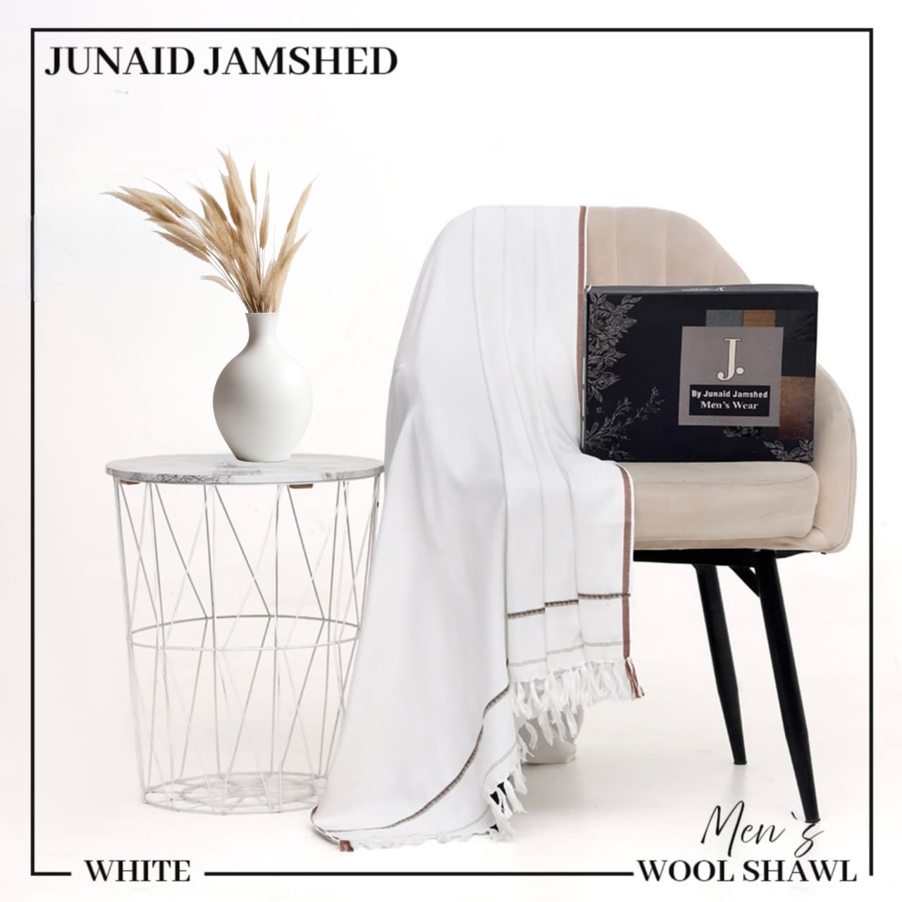 J. Junaid Jamshed Men’s Winter Shawl – Pure Suti Wool