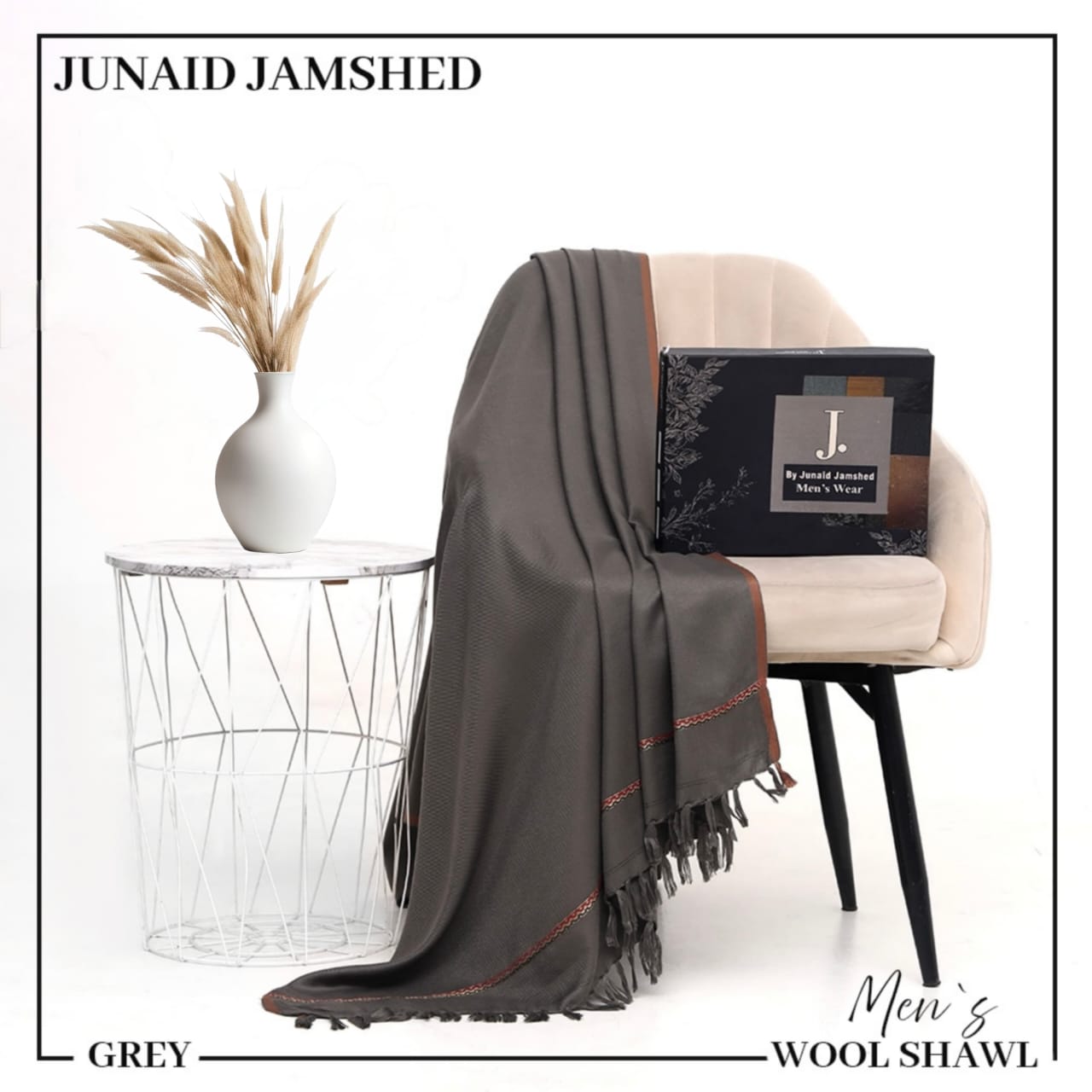 J. Junaid Jamshed Men’s Winter Shawl – Pure Suti Wool