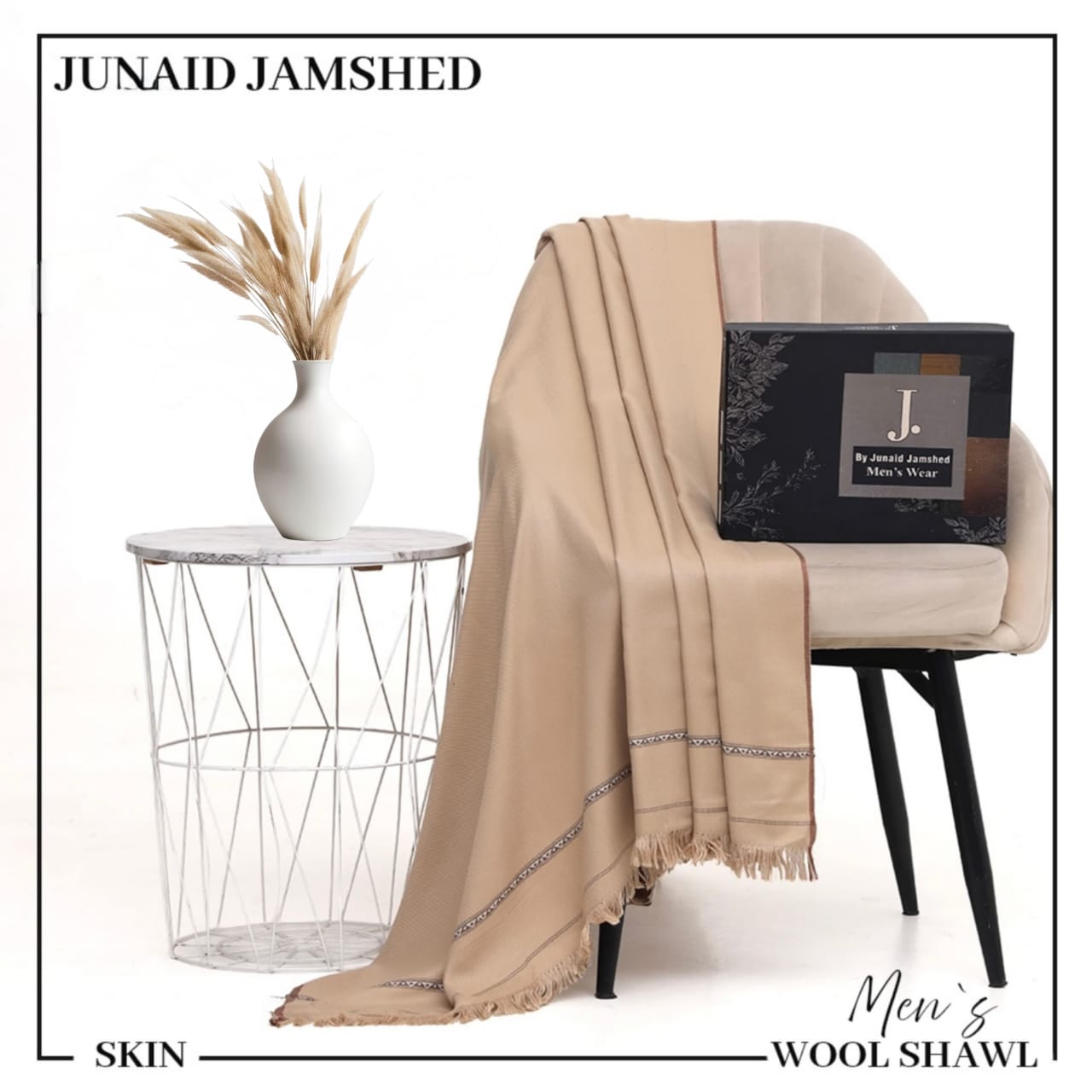 J. Junaid Jamshed Men’s Winter Shawl – Pure Suti Wool