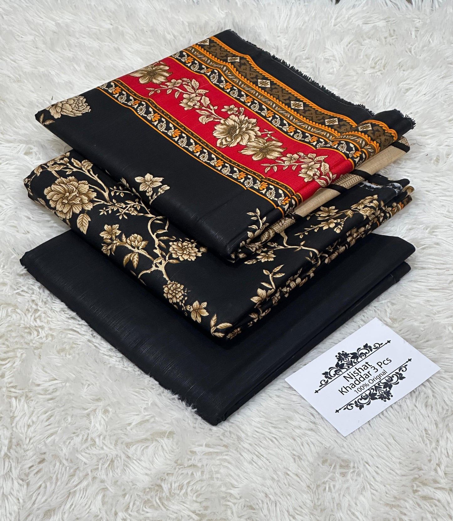 Nishat Khaddar 3PC Suit – Printed Shirt, Trouser & Dupatta