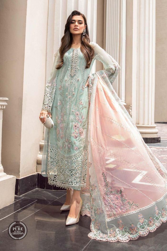 Maria B Couture Collection – Chiffon 3PC Luxury Suit with Heavy Embroidery