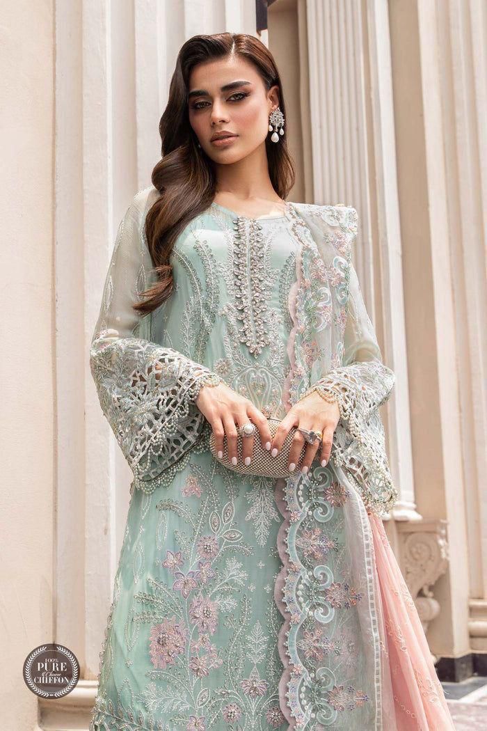 Maria B Couture Collection – Chiffon 3PC Luxury Suit with Heavy Embroidery