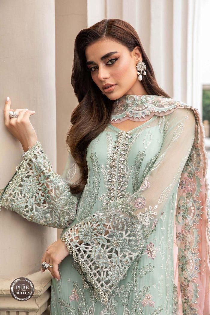 Maria B Couture Collection – Chiffon 3PC Luxury Suit with Heavy Embroidery