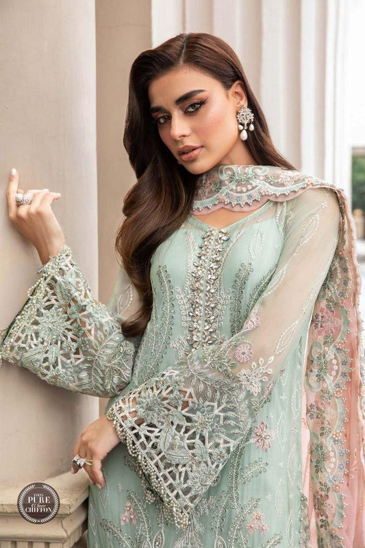 Maria B Couture Collection – Chiffon 3PC Luxury Suit with Heavy Embroidery