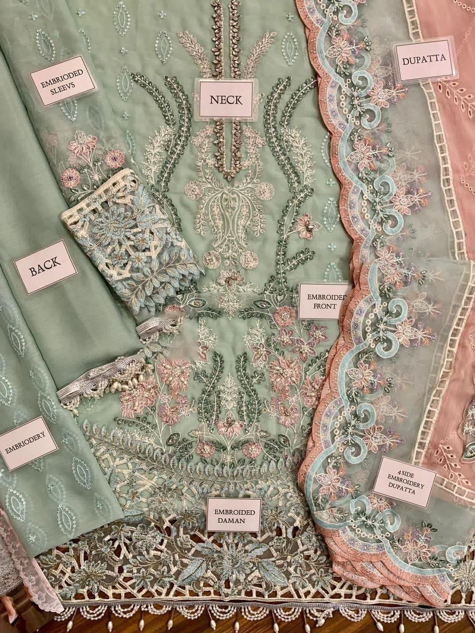 Maria B Couture Collection – Chiffon 3PC Luxury Suit with Heavy Embroidery