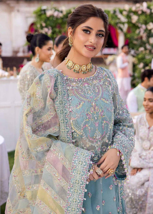 Kanwal Malik Organza Replica – Unstitched Luxury Suit with Sequence Adda Work