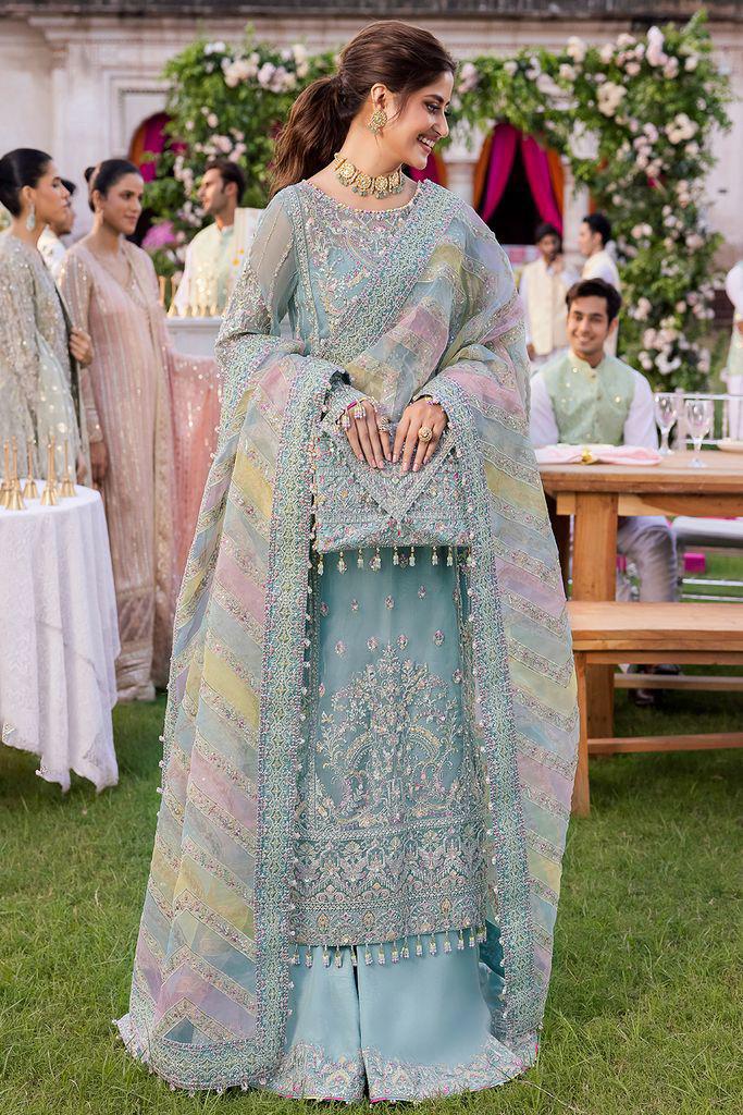 Kanwal Malik Organza Replica – Unstitched Luxury Suit with Sequence Adda Work
