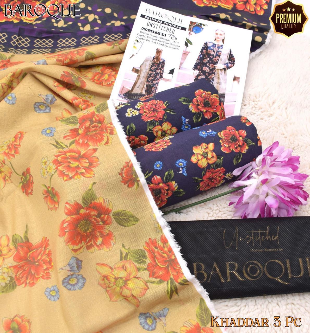 Baroque 3PC Printed Khaddar Collection – Digital Print