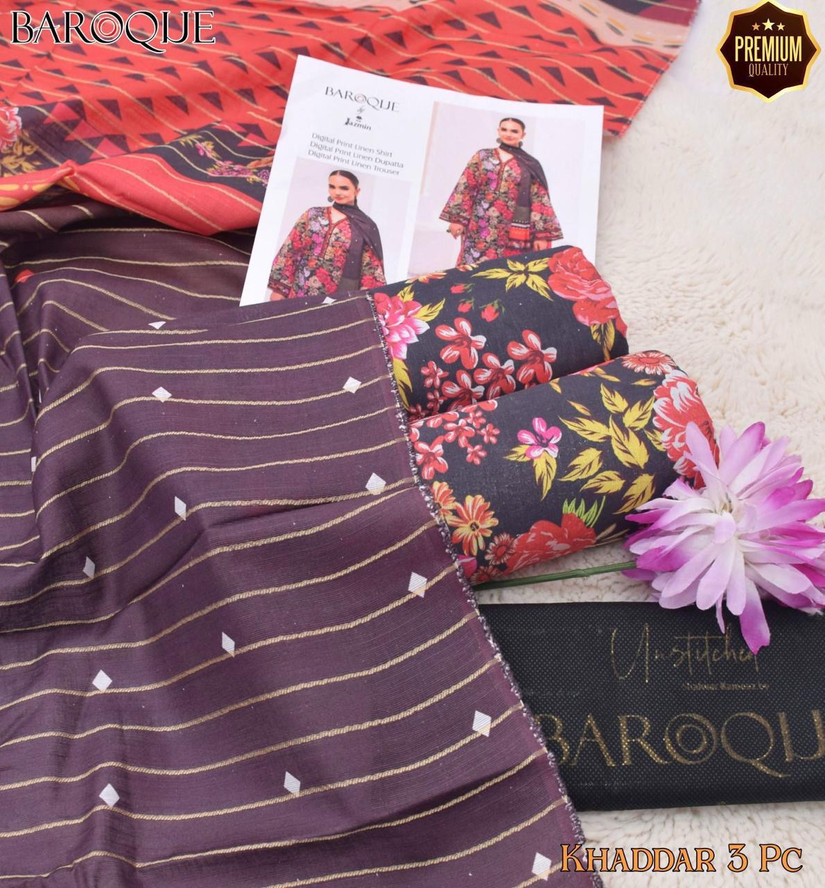 Baroque 3PC Printed Khaddar Collection – Digital Print