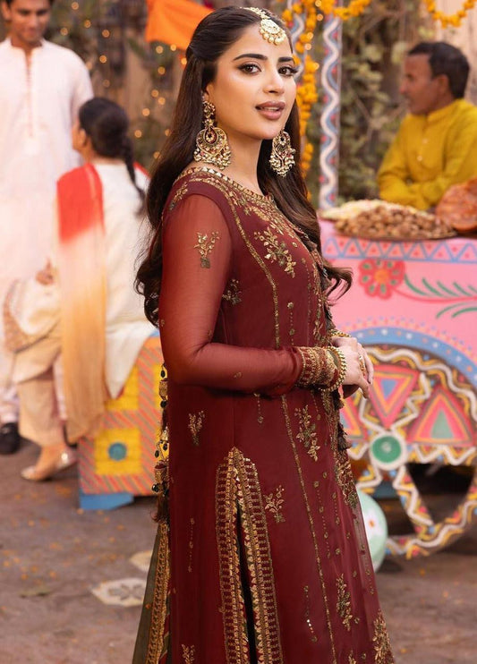Asim Jofa  – Chiffon Unstitched Suit with Malai Trouser & Sequence Work