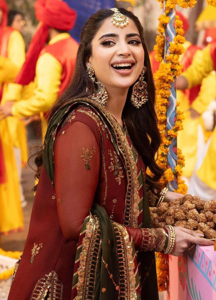 Asim Jofa  – Chiffon Unstitched Suit with Malai Trouser & Sequence Work