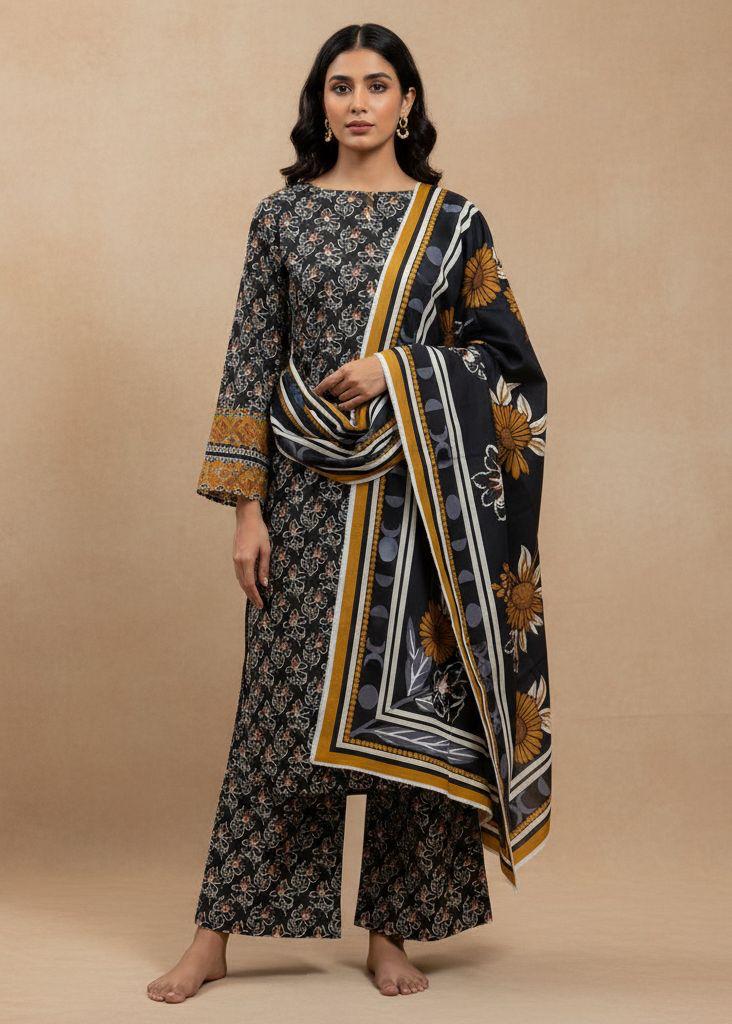 BINSAEED 3PC Printed Khaddar Collection – Winter Unstitched Dresses 2025