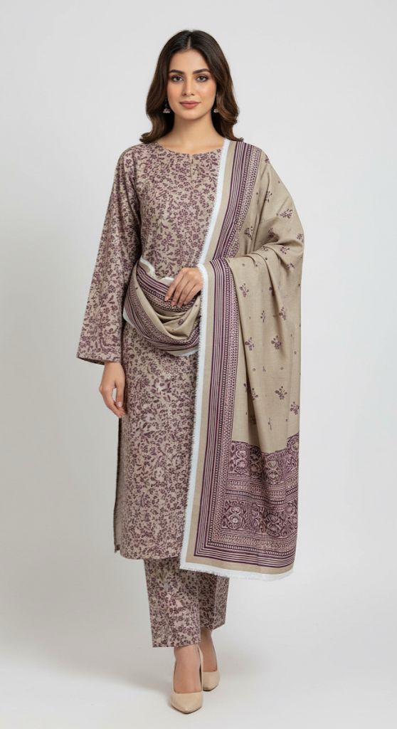 BINSAEED 3PC Printed Khaddar Collection – Winter Unstitched Dresses 2025