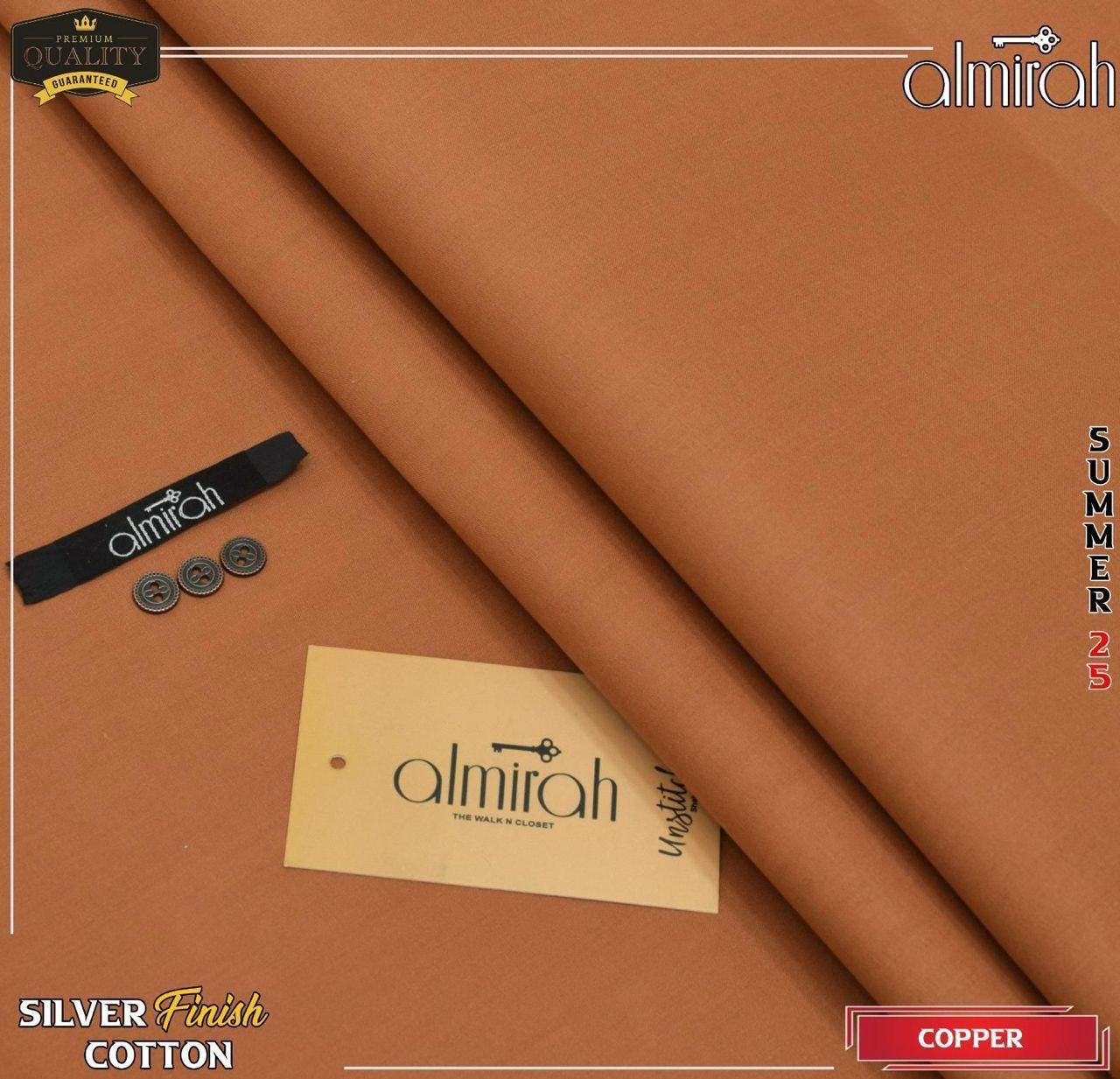 Almirha Men’s Silver Finished Hard Cotton Suiting – Summer 2025 Collection