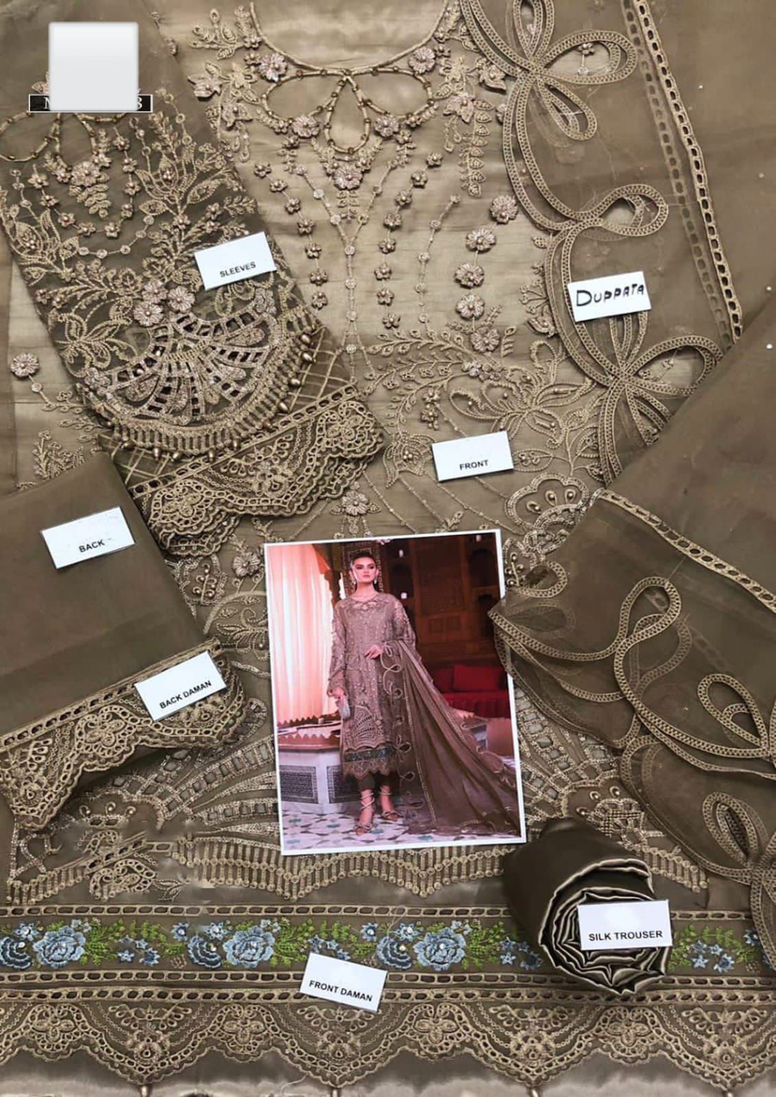 Maria B Festive Organza Luxury 3PC – Heavy Embroidery, Stone & Cutwork Dress