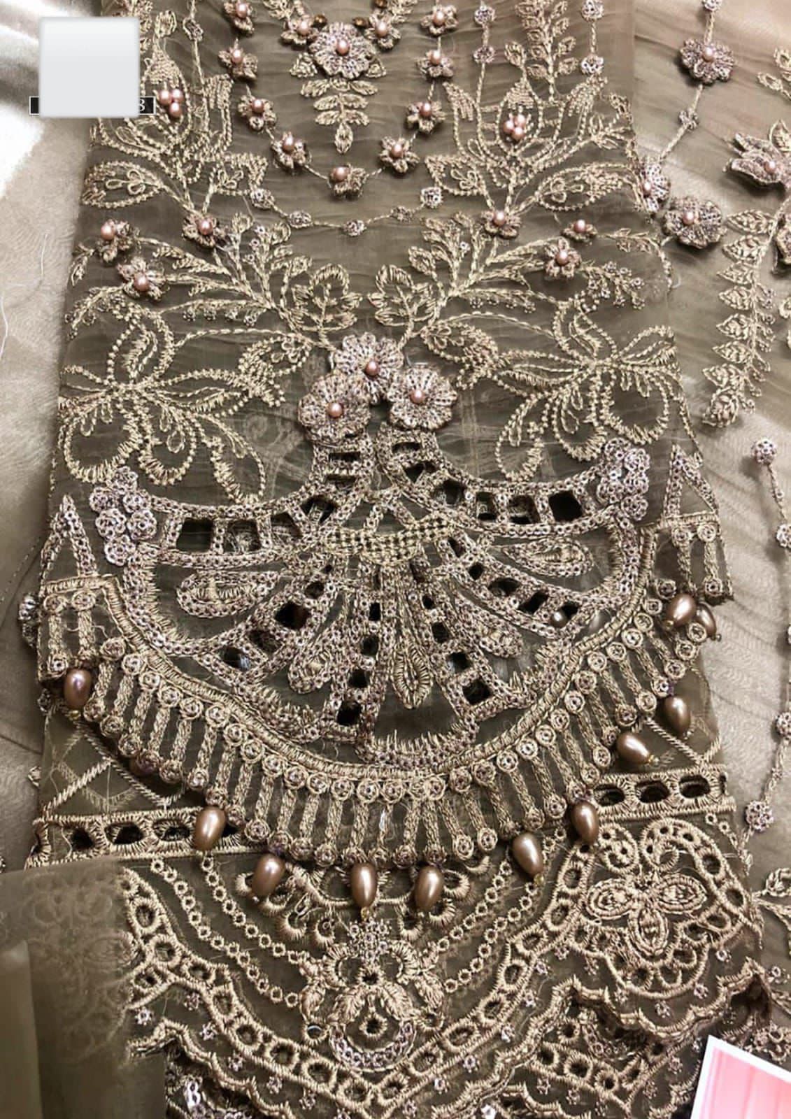 Maria B Festive Organza Luxury 3PC – Heavy Embroidery, Stone & Cutwork Dress