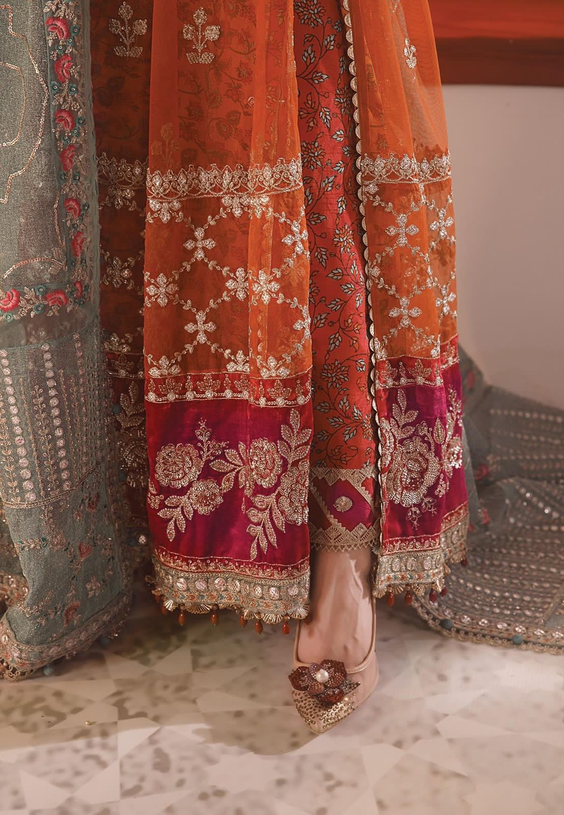 Embroidered Net & Organgza Luxury Party Wear