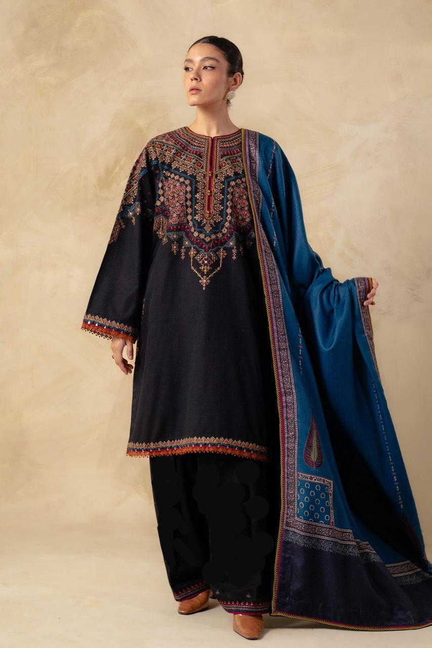 Jazmin Winter Collection 2PC – Heavy Embroidered Neck & Sleeves | Dhanak Fabric Casual Suit