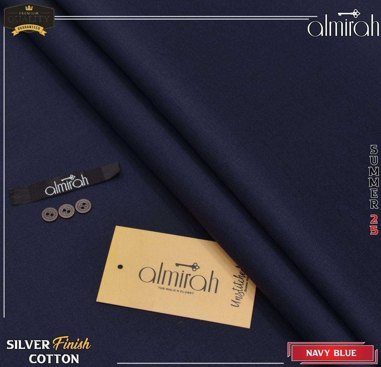 Almirha Men’s Silver Finished Hard Cotton Suiting – Summer 2025 Collection
