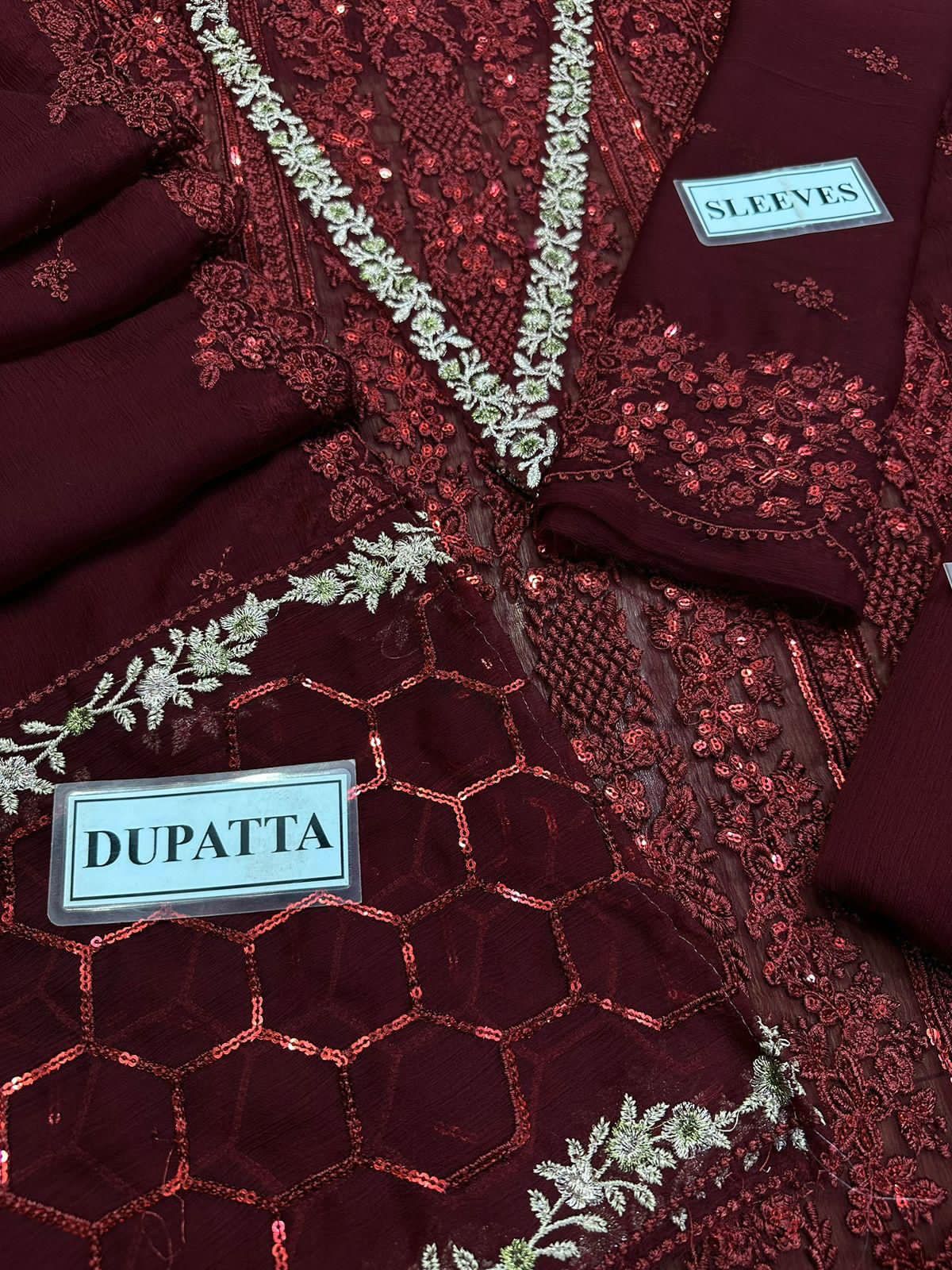 Azure Chiffon – Embroidered 3PC Suit with Organza Dupatta