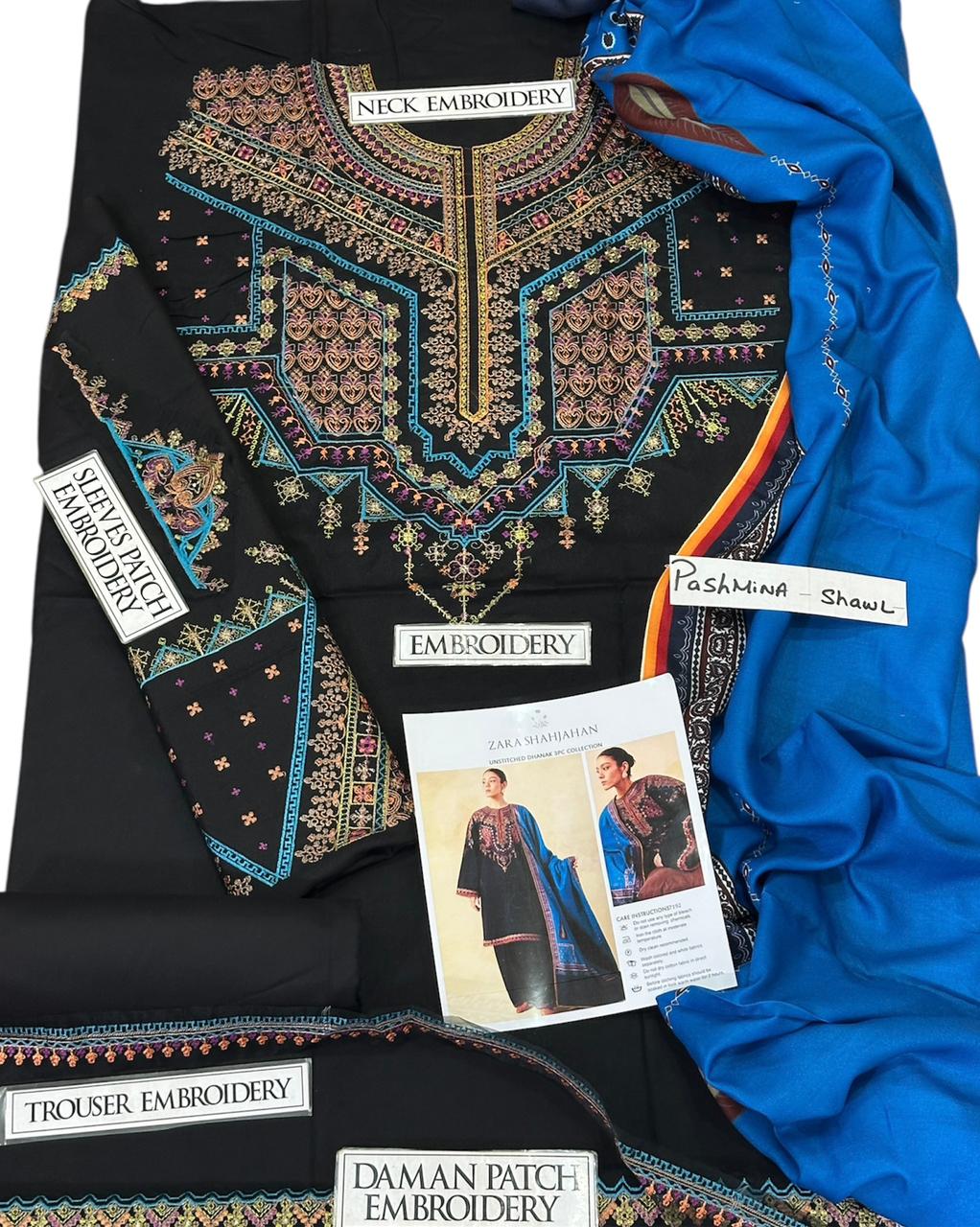 Jazmin Winter Collection 2PC – Heavy Embroidered Neck & Sleeves | Dhanak Fabric Casual Suit