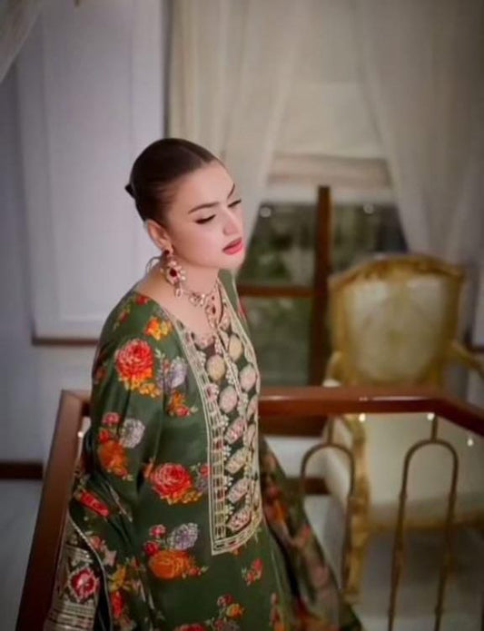 Aneela's 3PC Silk Digital Print & Heavy Embroidery Suit – Luxury