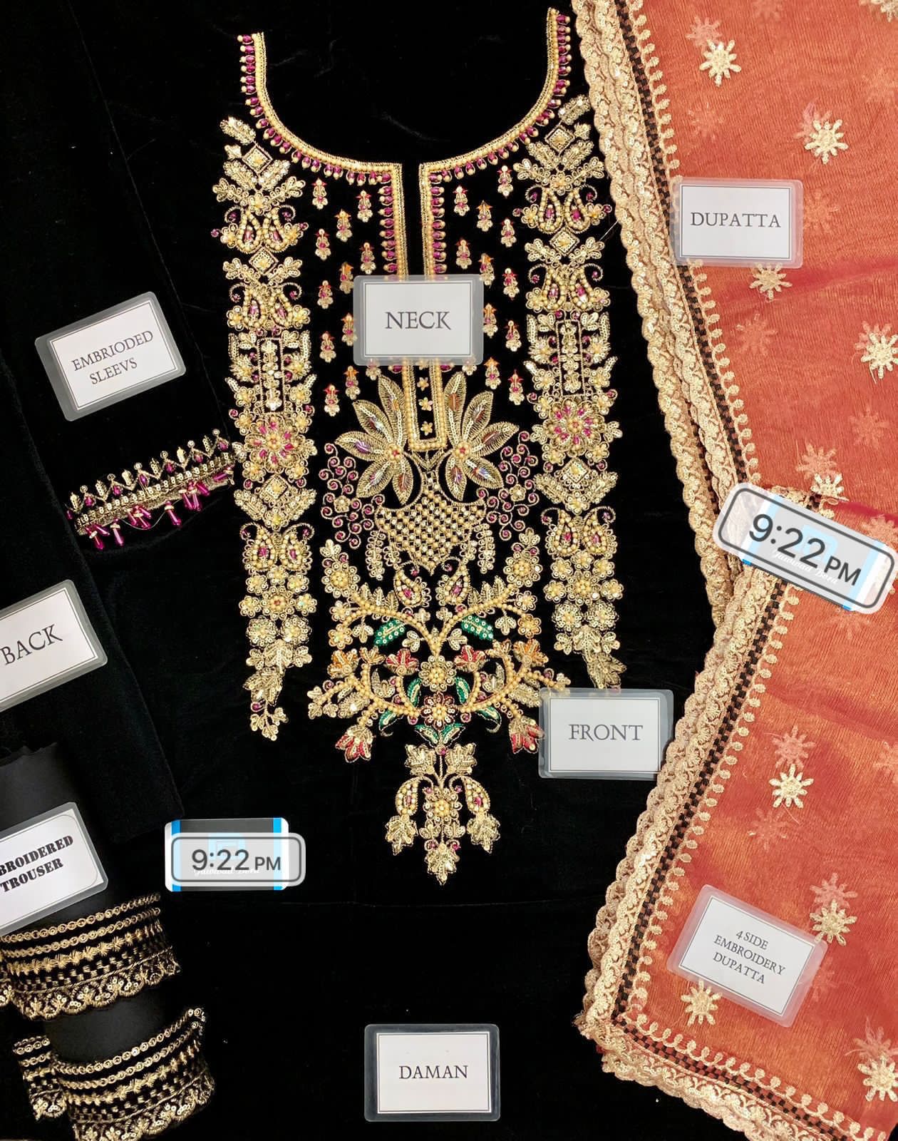 Baroque Chantalee Velvet Embroidered Suit